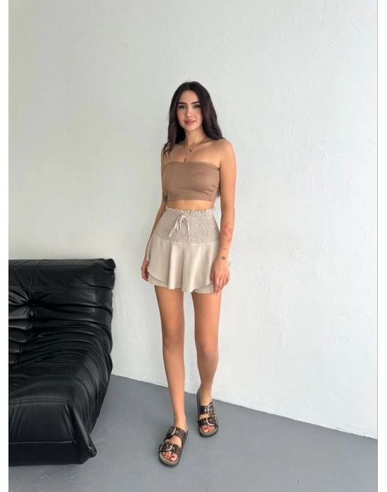 Ayrobin Şortlu Etek - Bej -