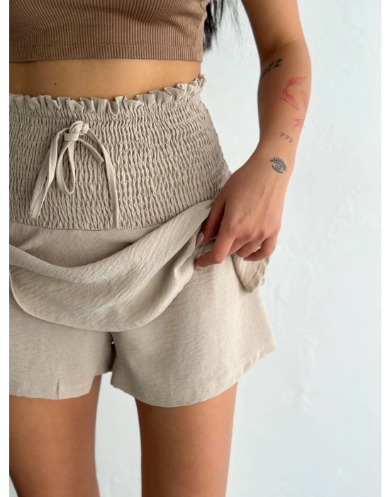 Ayrobin Şortlu Etek - Bej -