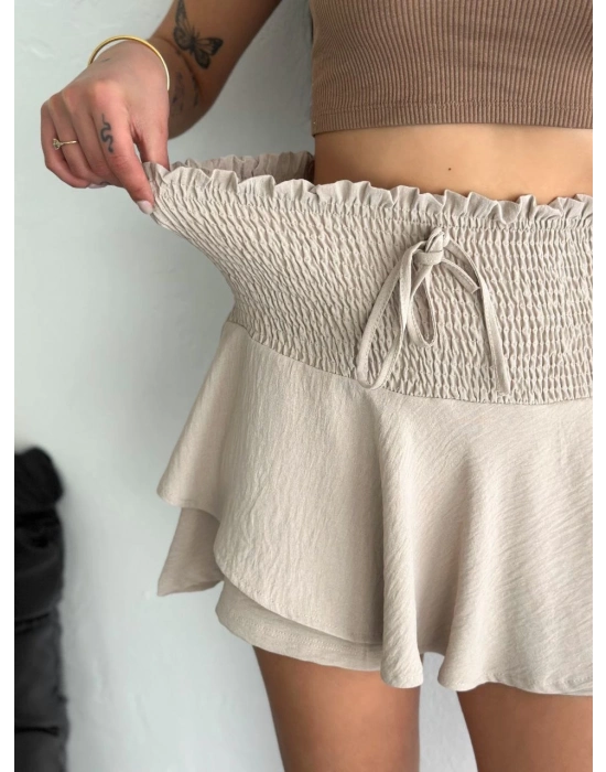 Ayrobin Şortlu Etek - Bej -