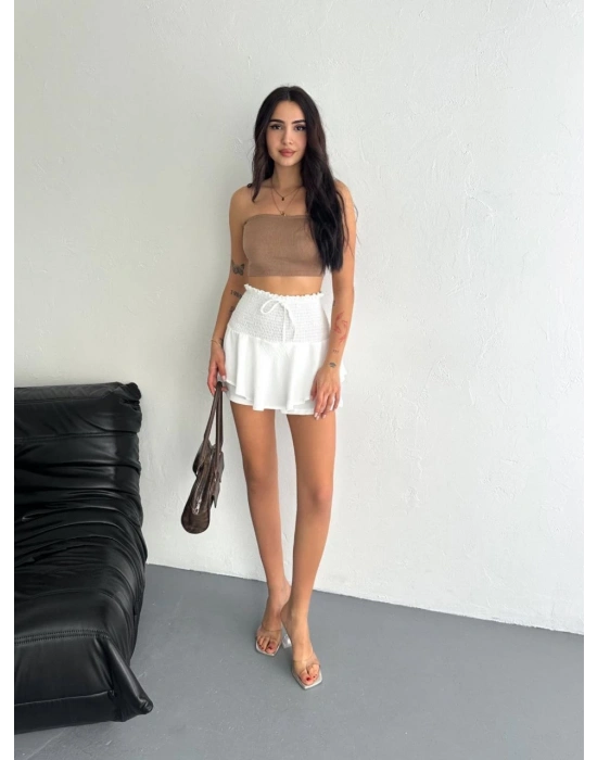 Ayrobin Şortlu Etek - Beyaz -