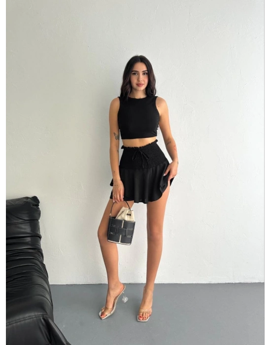 Ayrobin Şortlu Etek - Siyah -