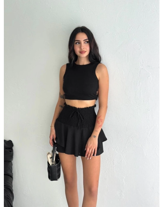 Ayrobin Şortlu Etek - Siyah -