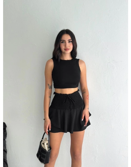 Ayrobin Şortlu Etek - Siyah -