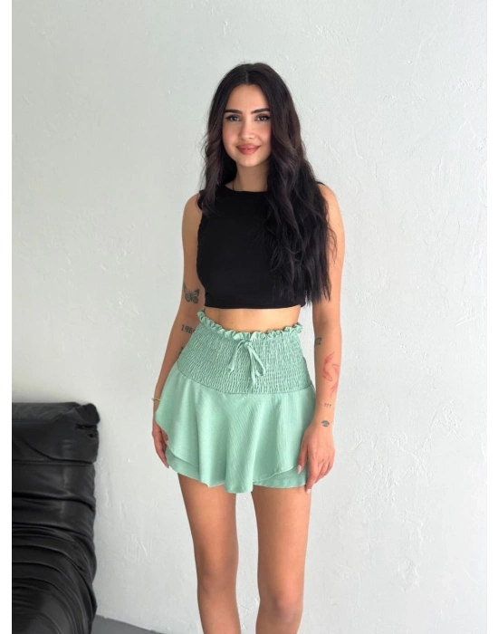 Ayrobin Şortlu Etek - Su Yeşili -