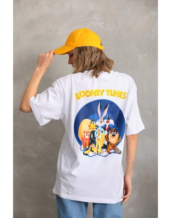 Baskılı Oversize T-Shirt - Beyaz -
