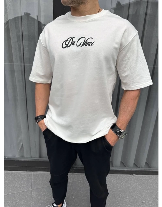 Baskılı Oversize T-Shirt - Beyaz -
