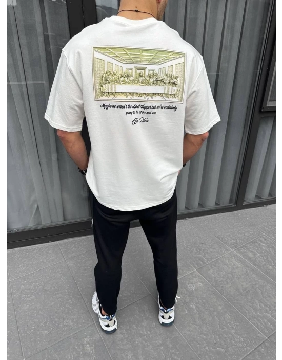 Baskılı Oversize T-Shirt - Beyaz -