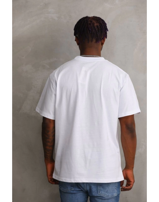Baskılı Oversize T-Shirt - Beyaz -