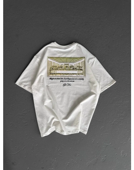 Baskılı Oversize T-Shirt - Beyaz -