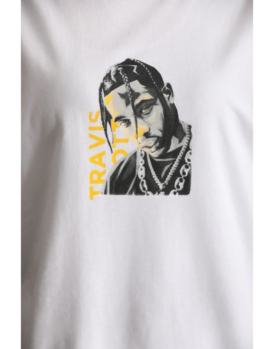 Baskılı Oversize T-Shirt - Beyaz -