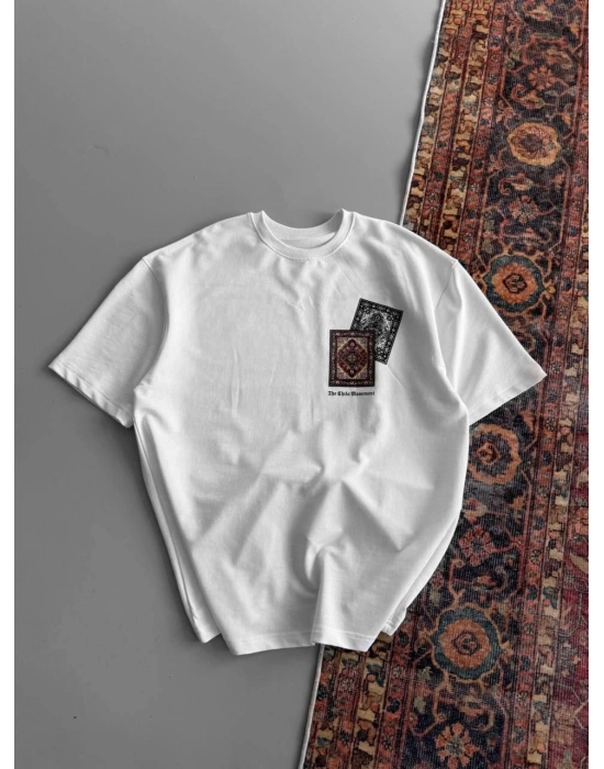 Baskılı Oversize T-shirt - Beyaz -
