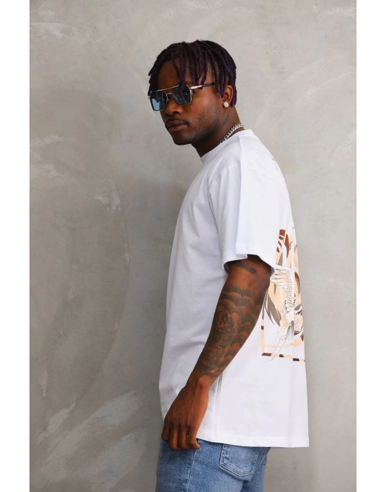 Baskılı Oversize T-Shirt - Beyaz -