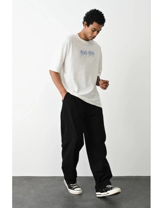 Baskılı Oversize T-Shirt - Beyaz -