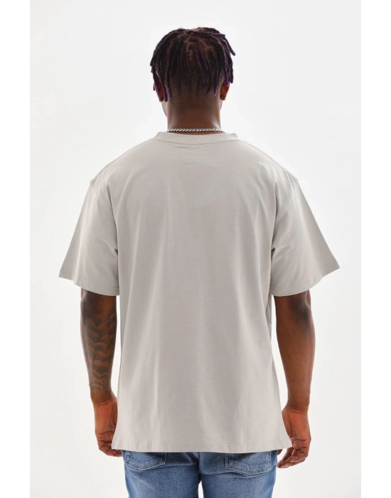 Baskılı Oversize T-Shirt - Gri -