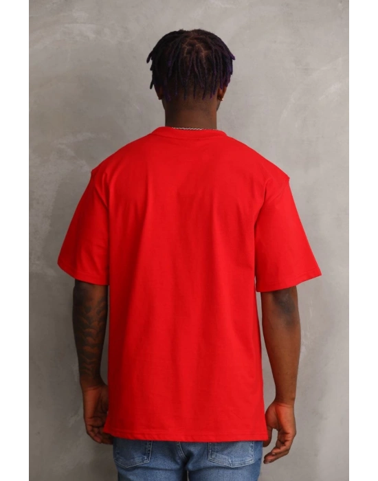Baskılı Oversize T-Shirt - Kırmızı -