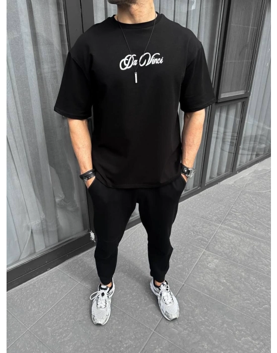 Baskılı Oversize T-Shirt - Siyah -
