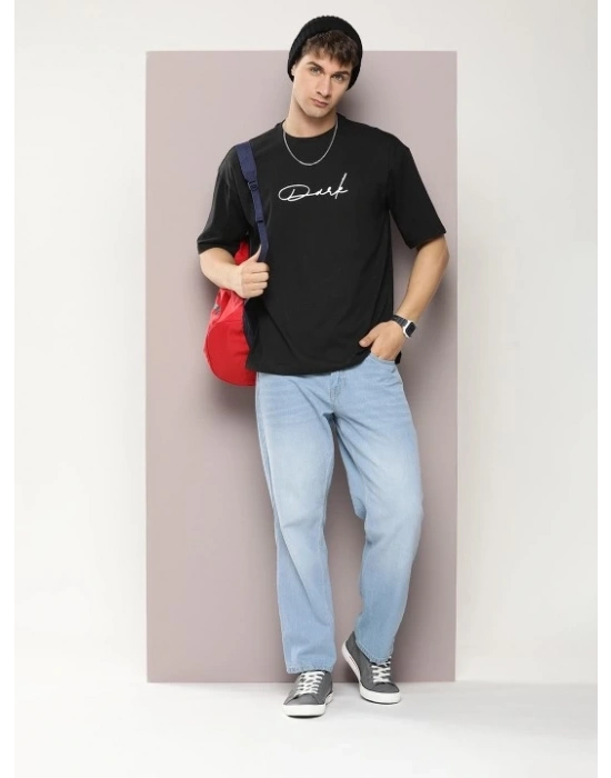 Baskılı Oversize T-shirt - Siyah -