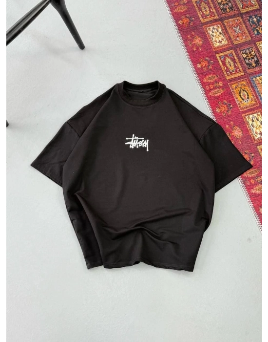 Baskılı Oversize T-shirt - Siyah -