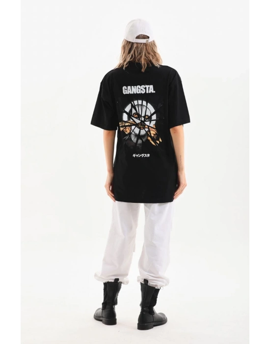 Baskılı Oversize T-Shirt - Siyah -