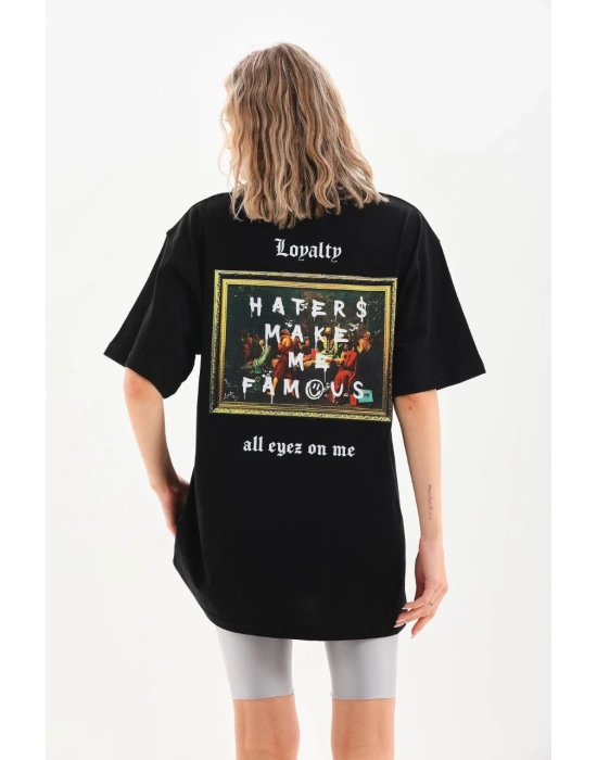 Baskılı Oversize T-Shirt - Siyah -