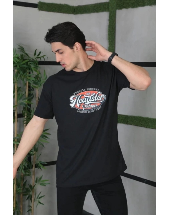 Baskılı Oversize T-Shirt - Siyah -