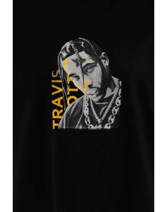 Baskılı Oversize T-Shirt - Siyah -