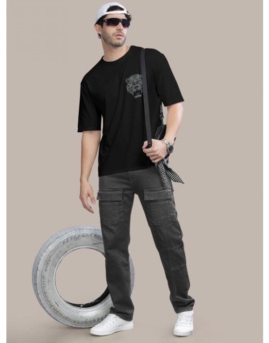 Baskılı Oversize T-shirt - Siyah -