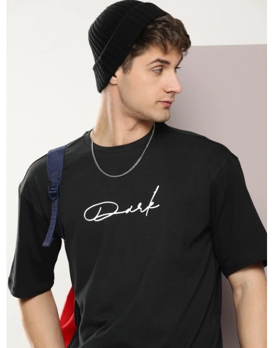 Baskılı Oversize T-shirt - Siyah -