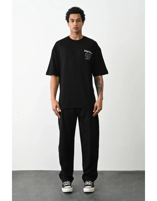 Baskılı Oversize T-Shirt - Siyah -
