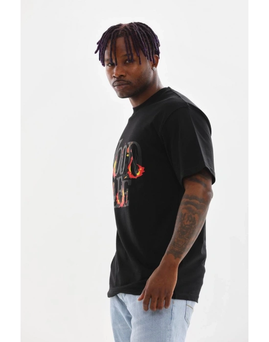 Baskılı Oversize T-Shirt - Siyah -