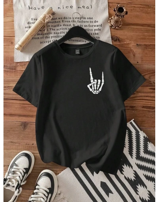 Baskılı   T-shirt - Siyah -