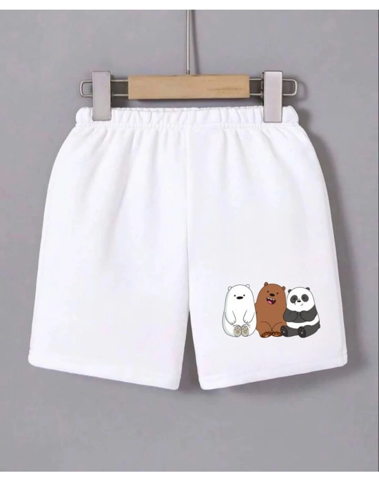 Beli Lastikli Baskılı Mini Şort - Beyaz -