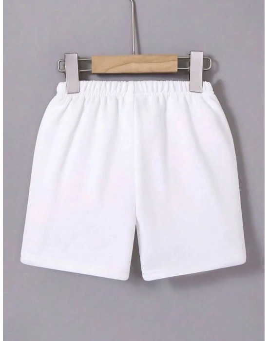 Beli Lastikli Mini Düz Şort - Beyaz -