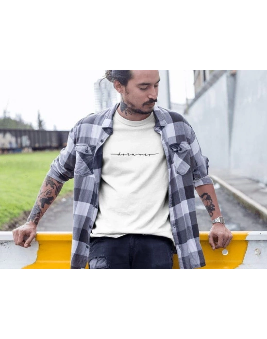 Bisiklet Yaka Baskılı Oversize T-Shirt - Beyaz -