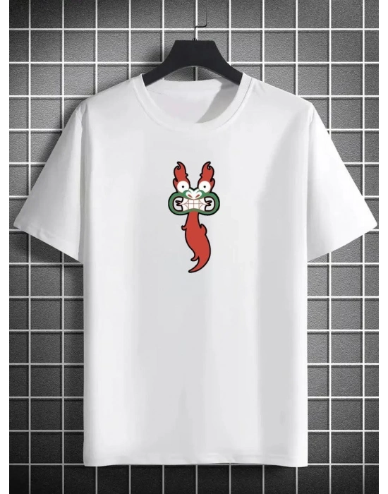 Bisiklet Yaka Baskılı Oversize T-Shirt - Beyaz -