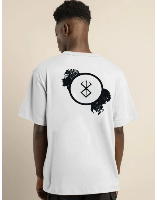 Bisiklet Yaka Baskılı Oversize T-Shirt - Beyaz -