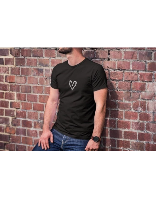 Bisiklet Yaka Baskılı Oversize T-Shirt - Siyah -