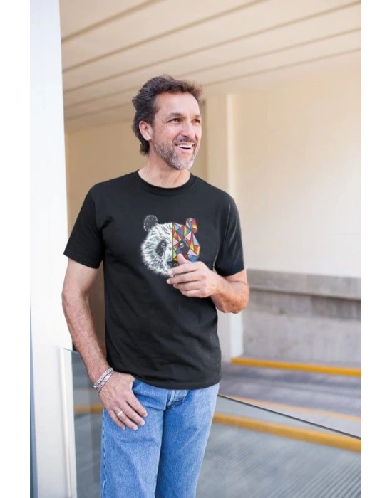 Bisiklet Yaka Baskılı Oversize T-Shirt - Siyah -