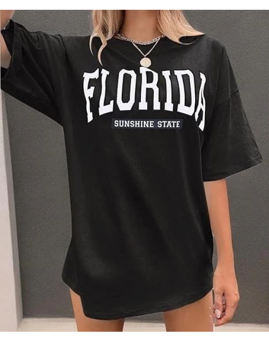 Bisiklet Yaka Baskılı T-shirt - Siyah -