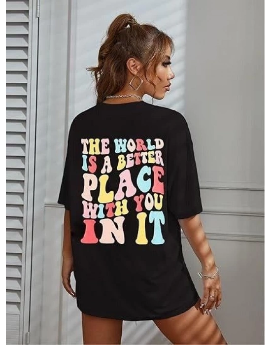 Bisiklet Yaka Baskılı T-shirt - Siyah -