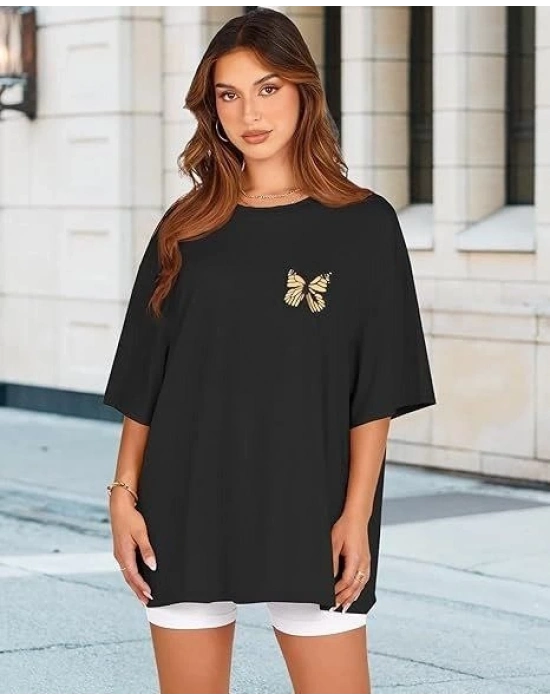 Bisiklet Yaka Baskılı T-shirt - Siyah -