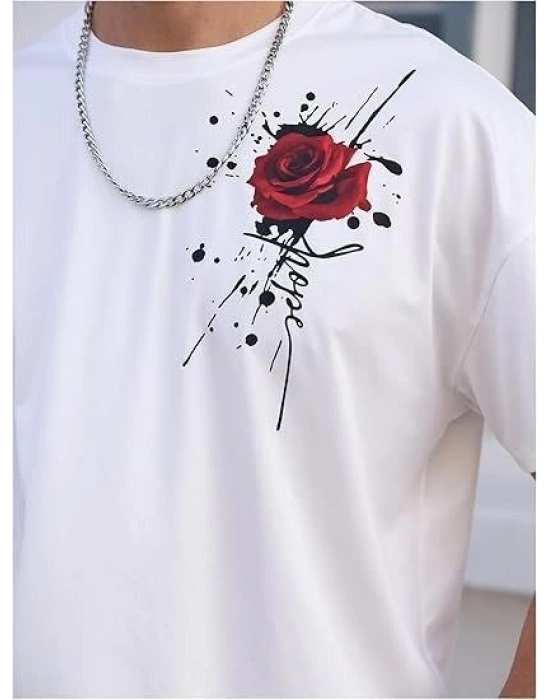 Bisiklet Yaka Kısa Kol Baskılı T-shirt - Beyaz -