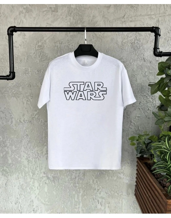 Bisiklet Yaka Kısa Kol Baskılı T-Shirt - Beyaz -