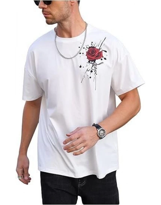 Bisiklet Yaka Kısa Kol Baskılı T-shirt - Beyaz -