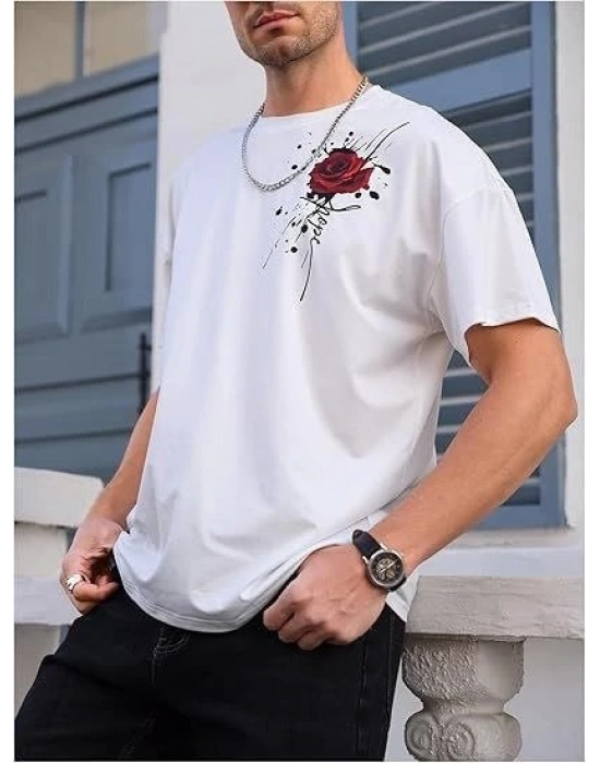 Bisiklet Yaka Kısa Kol Baskılı T-shirt - Beyaz -