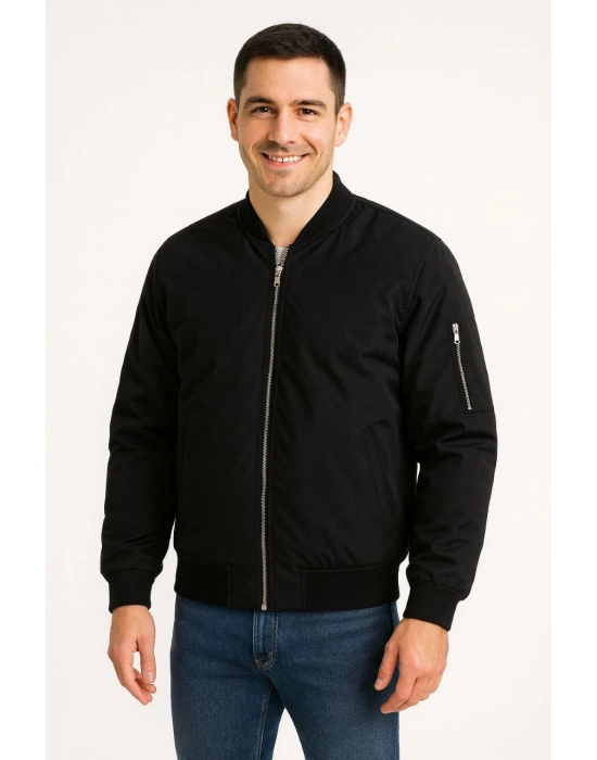 Bomber Mont Ceket - Siyah -