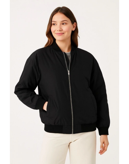Bomber Mont Ceket Siyah -
