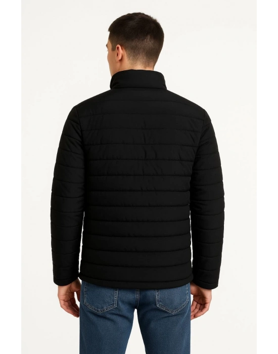 Bomber Mont Ceket – Su İtici Kumaş, Kapitone Astarlı, Fermuarlı, Kışlık - Siyah -