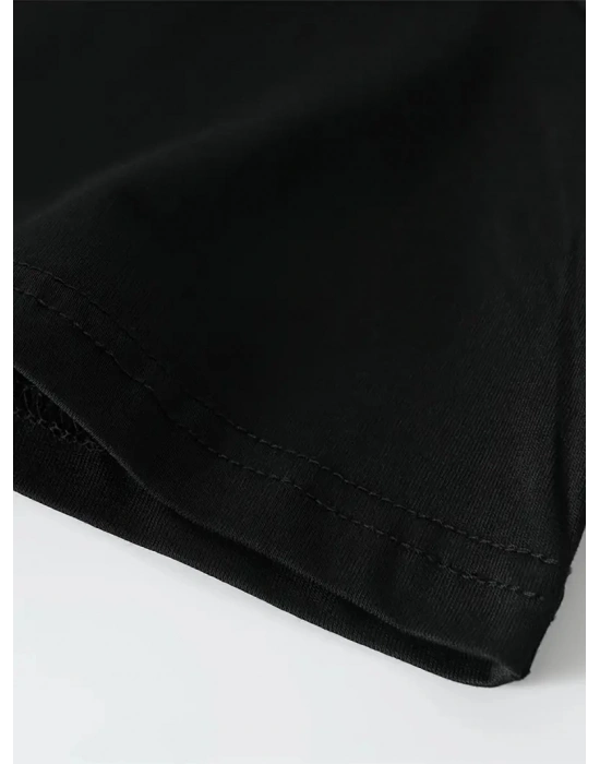 Büyük Beden   Whatever Baskılı Tişört, Oversize- Siyah -