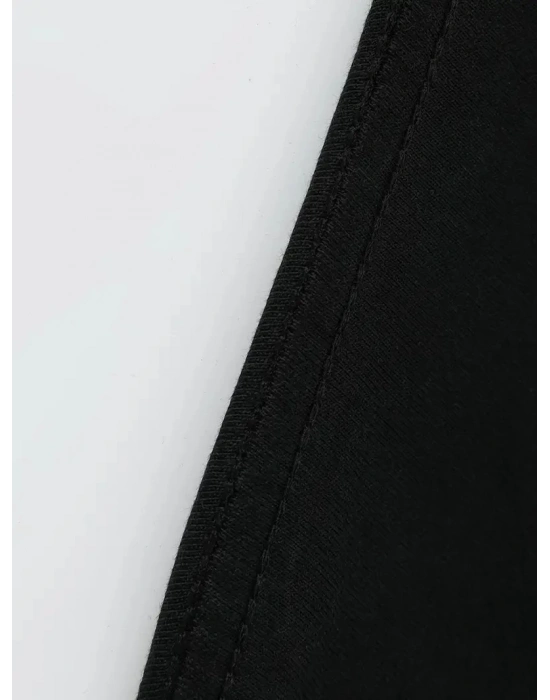 Büyük Beden   Whatever Baskılı Tişört, Oversize- Siyah -